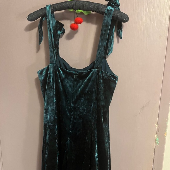 Y2K Mall Goth dress corset style front velvet teal brand new M/L Coachella - Picture 4 of 5